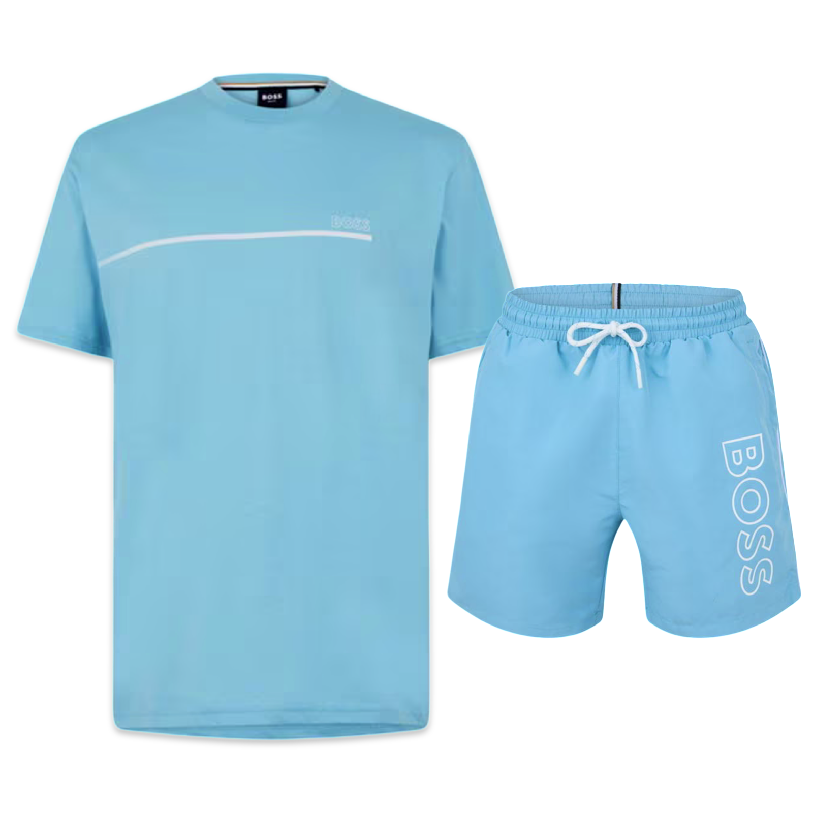 Hugo Boss T-Shirt & Shorts Set 'Aqua'