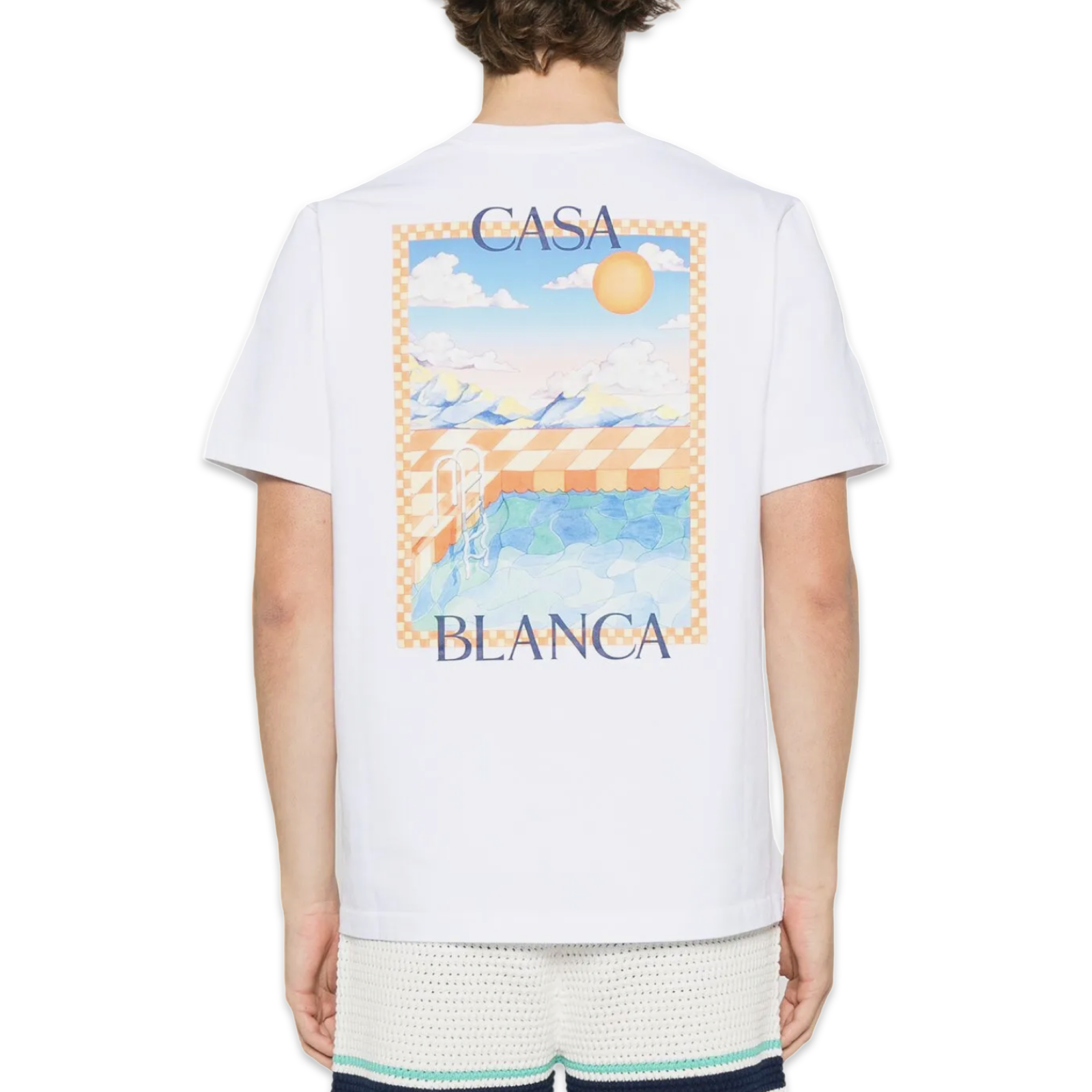Casablanca Blue & Orange Logo T-Shirt 'White'