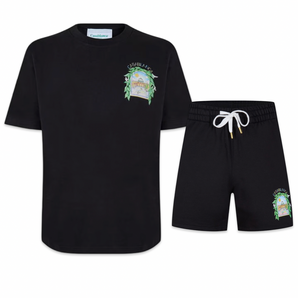 Casablanca Triomphe Shorts & Tee Set 'Black’