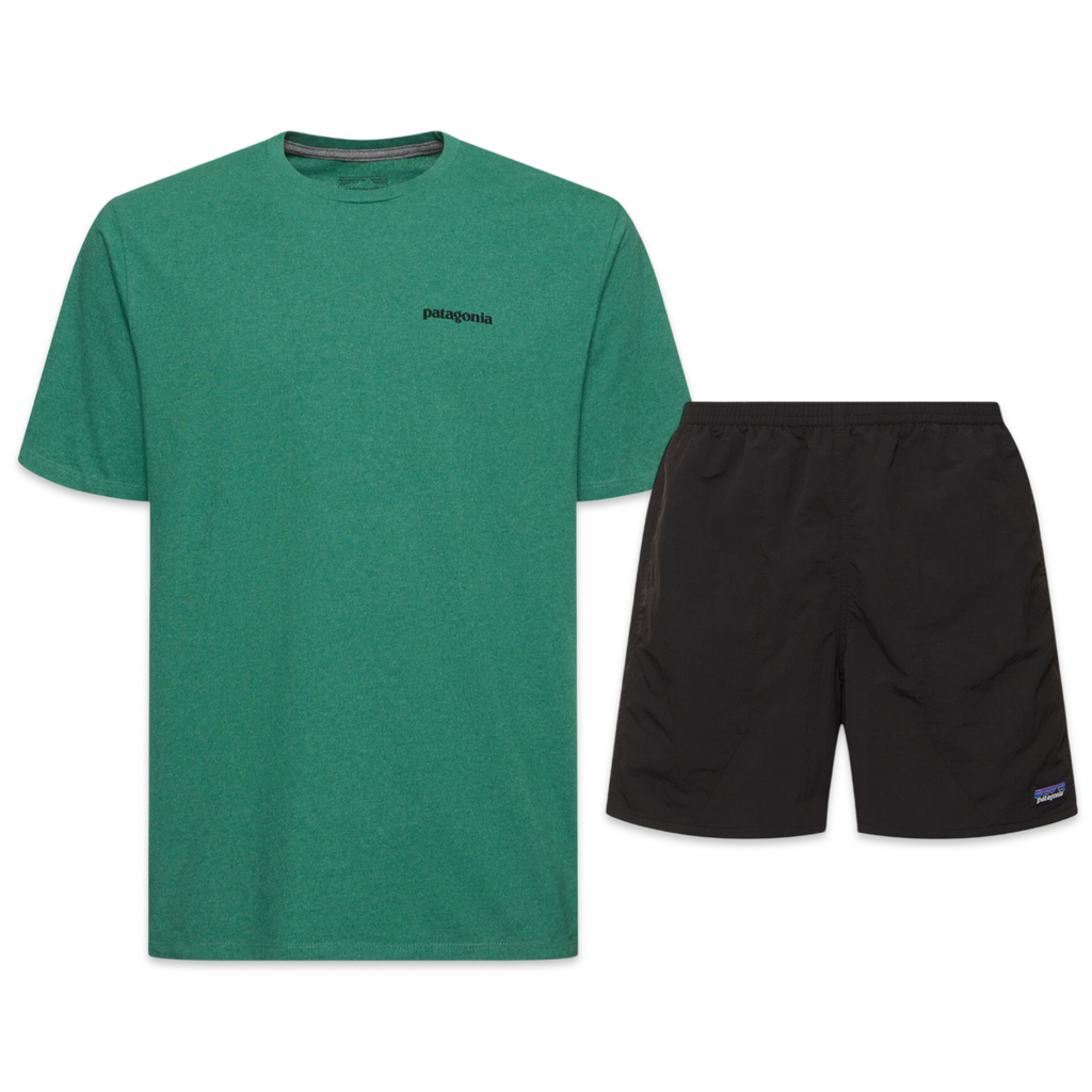 Patagonia Shorts & Tee Set ‘Green & Black’