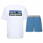 Patagonia Shorts & Tee Set ‘White & Blue’