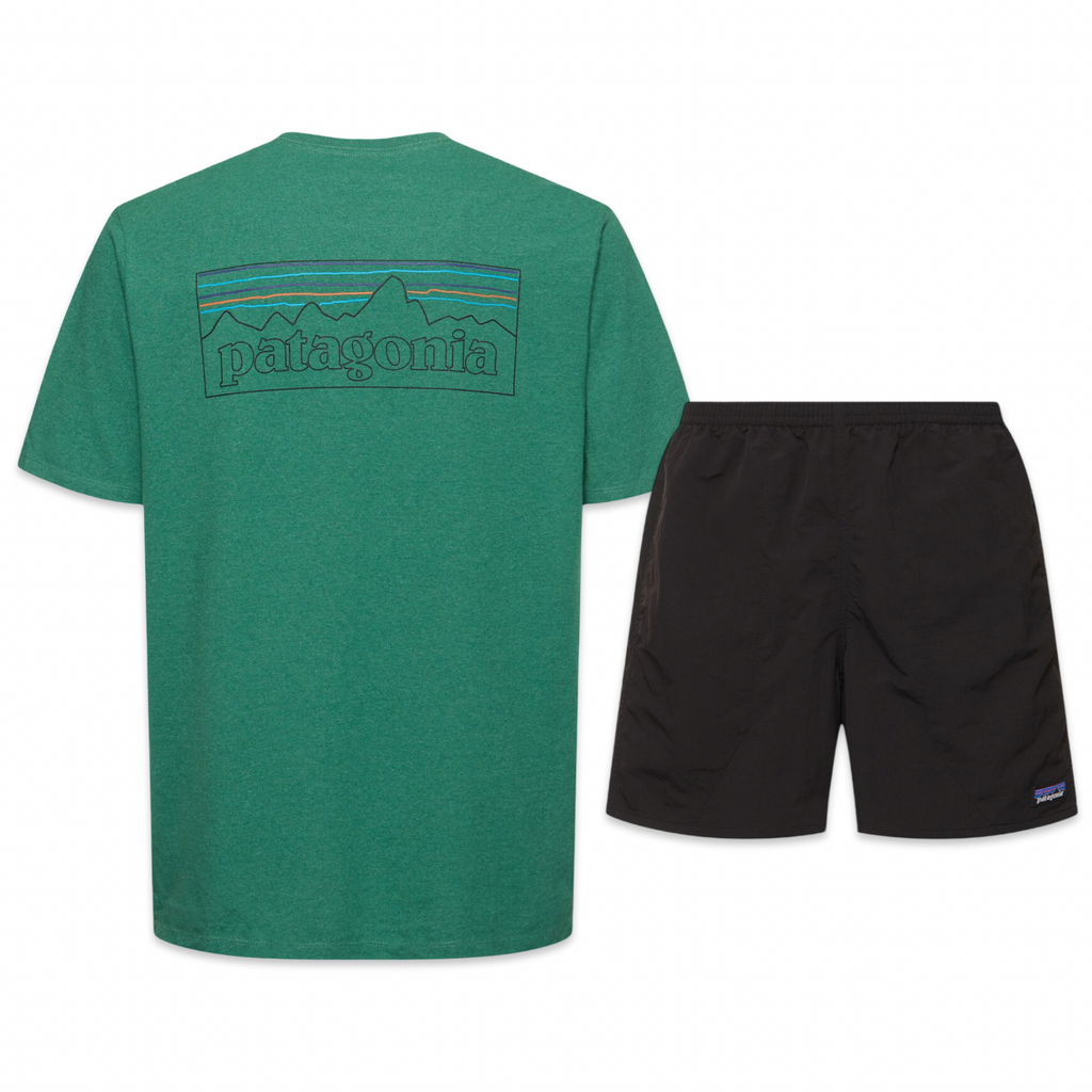 Patagonia Shorts & Tee Set ‘Green & Black’