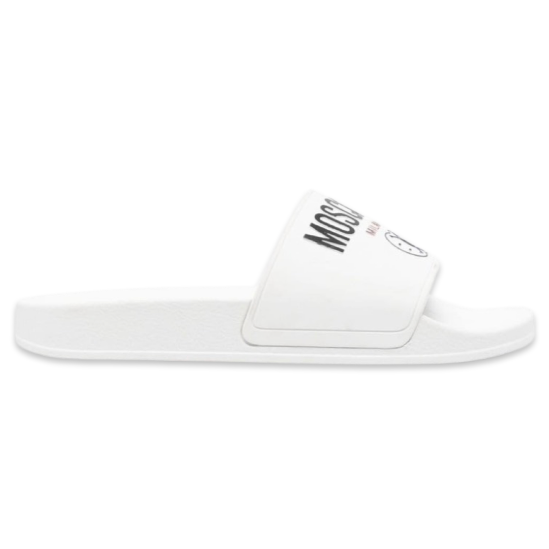 Moschino Smiley Logo Slides 'White'